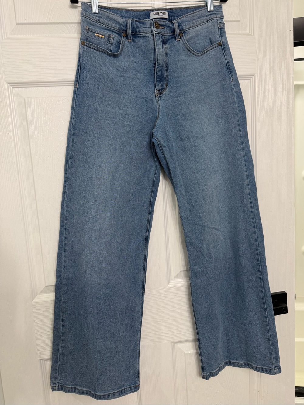 Nine West Wide-Leg High-Rise Jeans in Light Blue Denim